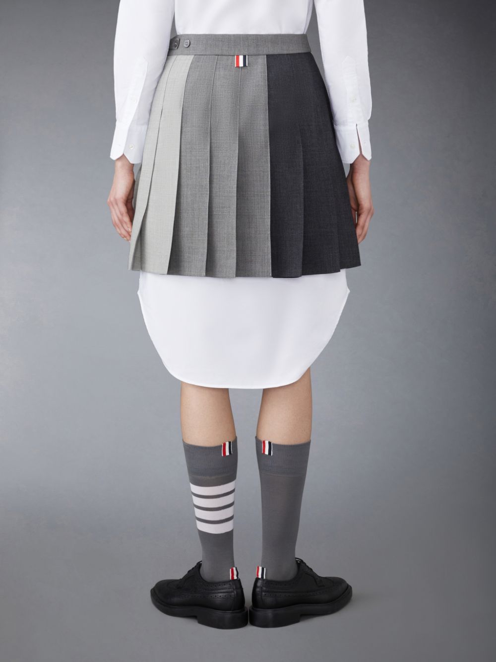 Thom Browne Funmix Wool Fresco Pleated Mini Donna Gonne Grigie | LLM77M75449