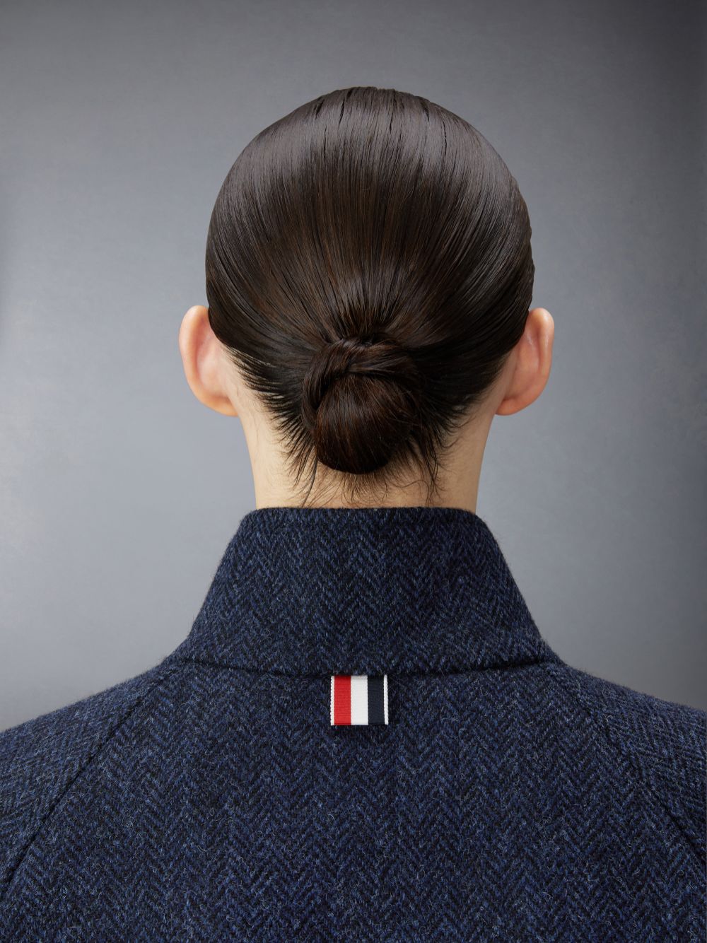 Thom Browne Herringbone Harris Tweed Midi Raglan Funnel Neck Donna Cappotti Blu | GZW85A63780