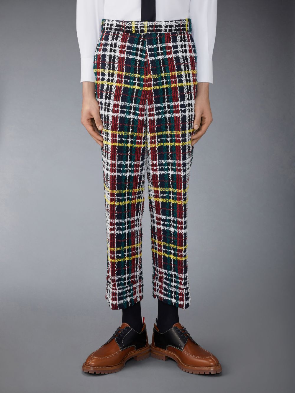 Thom Browne Hunting Tartan Eyelash Tweed Uomo Pantaloni Verdi | AVV38T78947