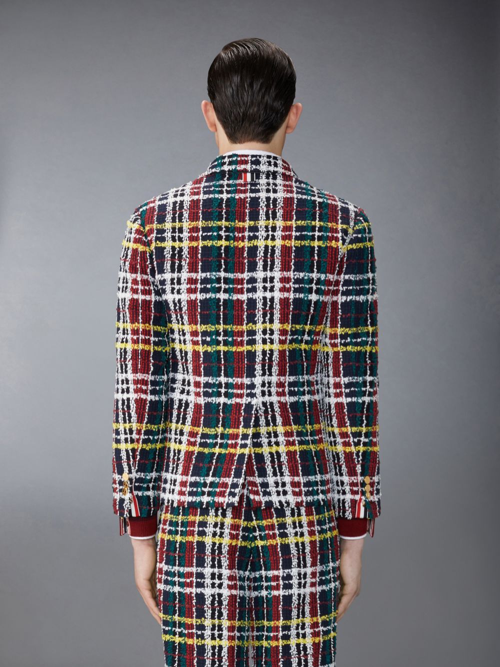 Thom Browne Hunting Tartan Eyelash Tweed Unconstructed Patch Pocket Sack Sport Uomo Cappotti Rosse | BKE03O52765