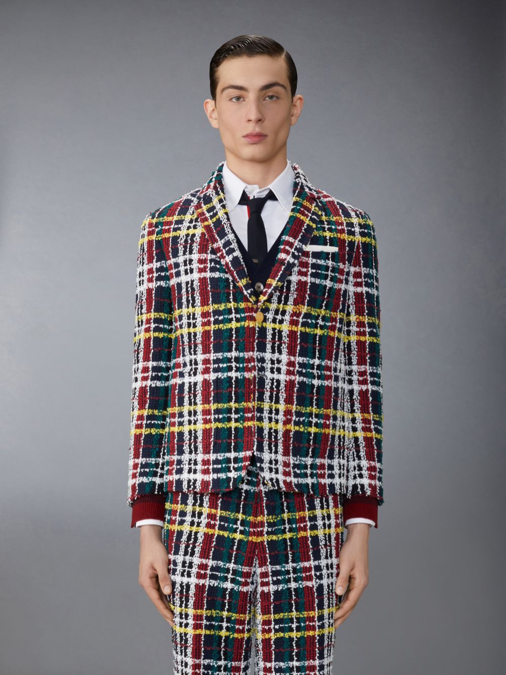 Thom Browne Hunting Tartan Eyelash Tweed Unconstructed Patch Pocket Sack Sport Uomo Cappotti Rosse | BKE03O52765