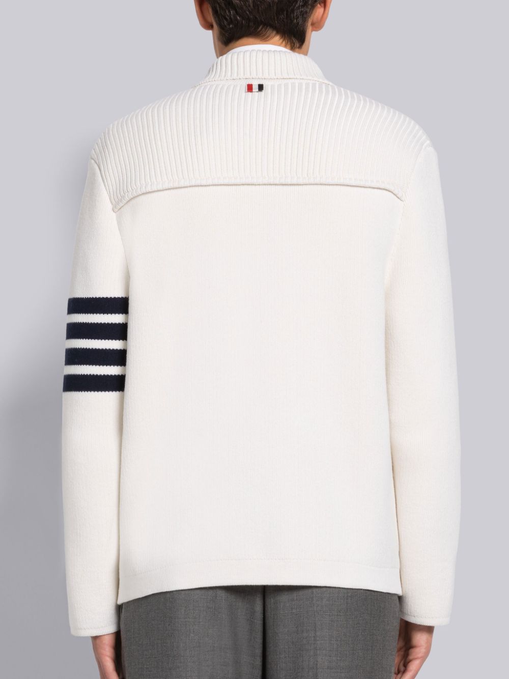 Thom Browne INTERLOCK STITCH COTTON CASHMERE 4-BAR POLO COLLAR Uomo Giacche Bianche | MWJ17M02470