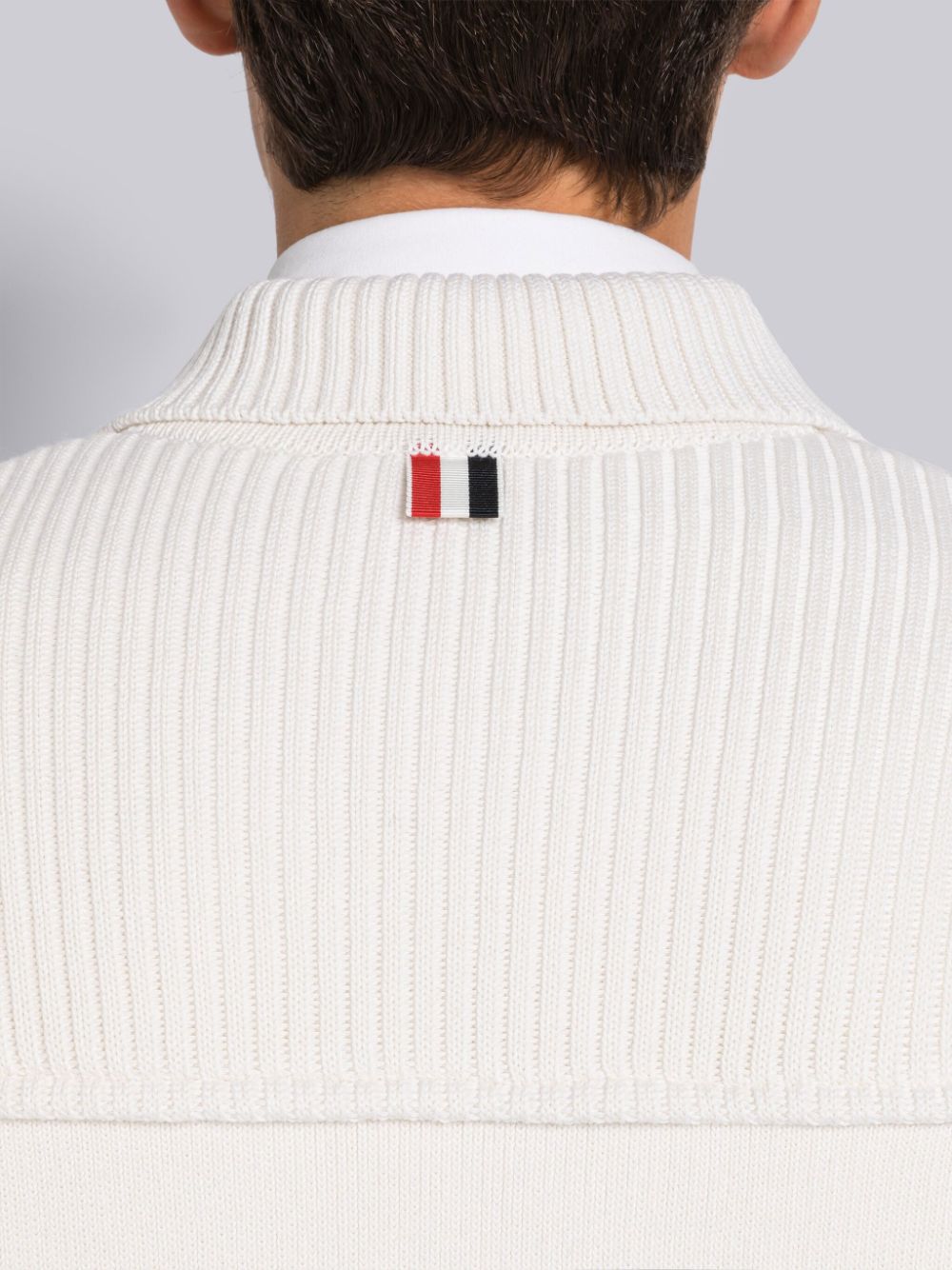 Thom Browne INTERLOCK STITCH COTTON CASHMERE 4-BAR POLO COLLAR Uomo Giacche Bianche | MWJ17M02470