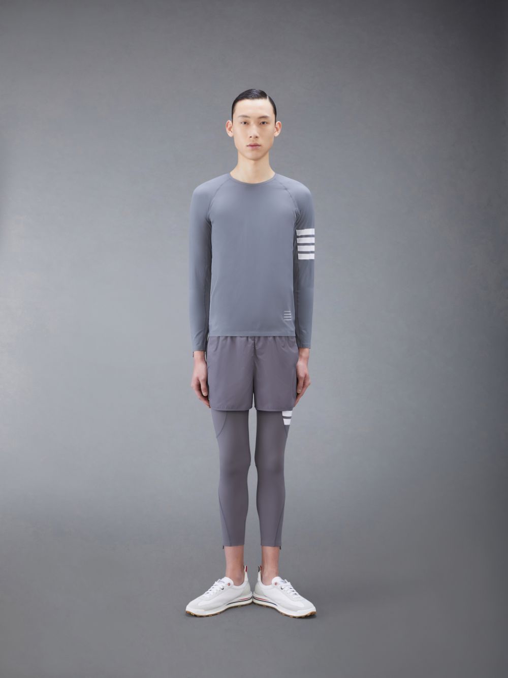 Thom Browne Interlock 4-Bar Compression Long Sleeve Uomo Magliette Grigie | HWL58N94606