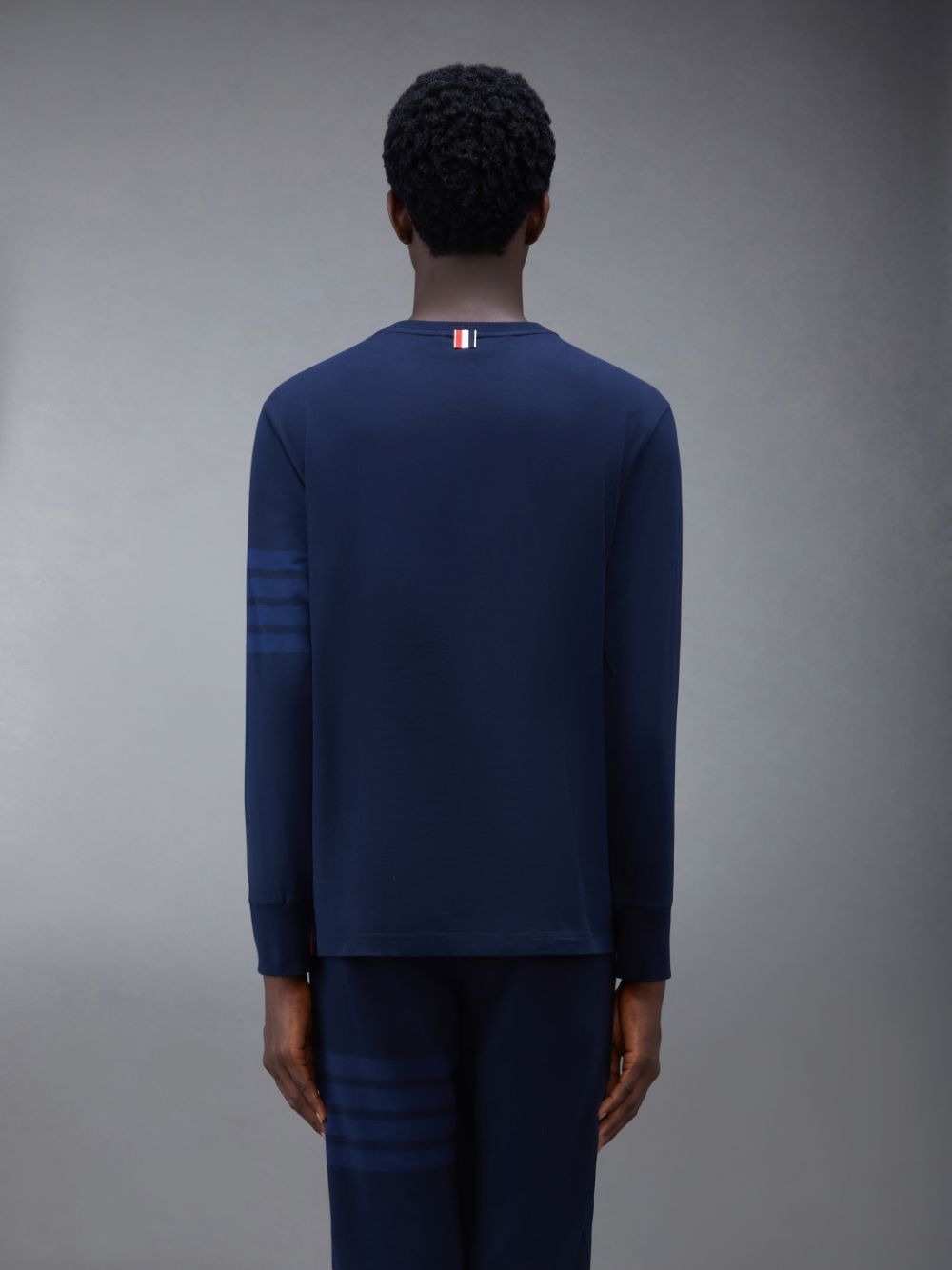 Thom Browne Jersey 4-Bar Long Sleeve Rugby Uomo Magliette Blu | OAC49O64253