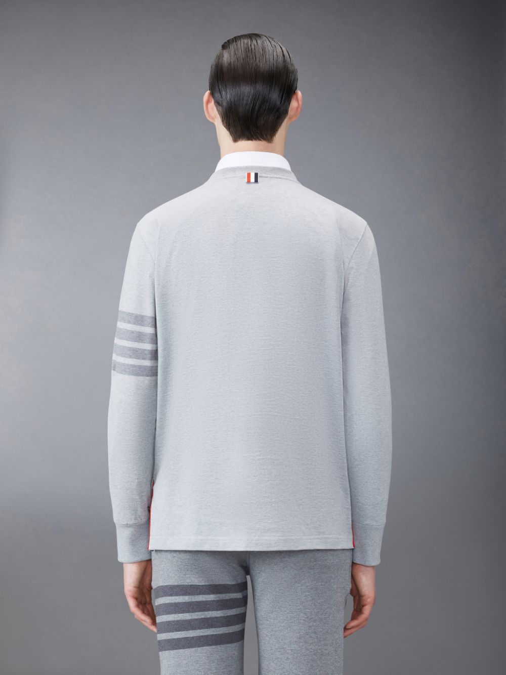 Thom Browne Jersey 4-Bar Long Sleeve Rugby Uomo Magliette Grigie | NQP68K79166