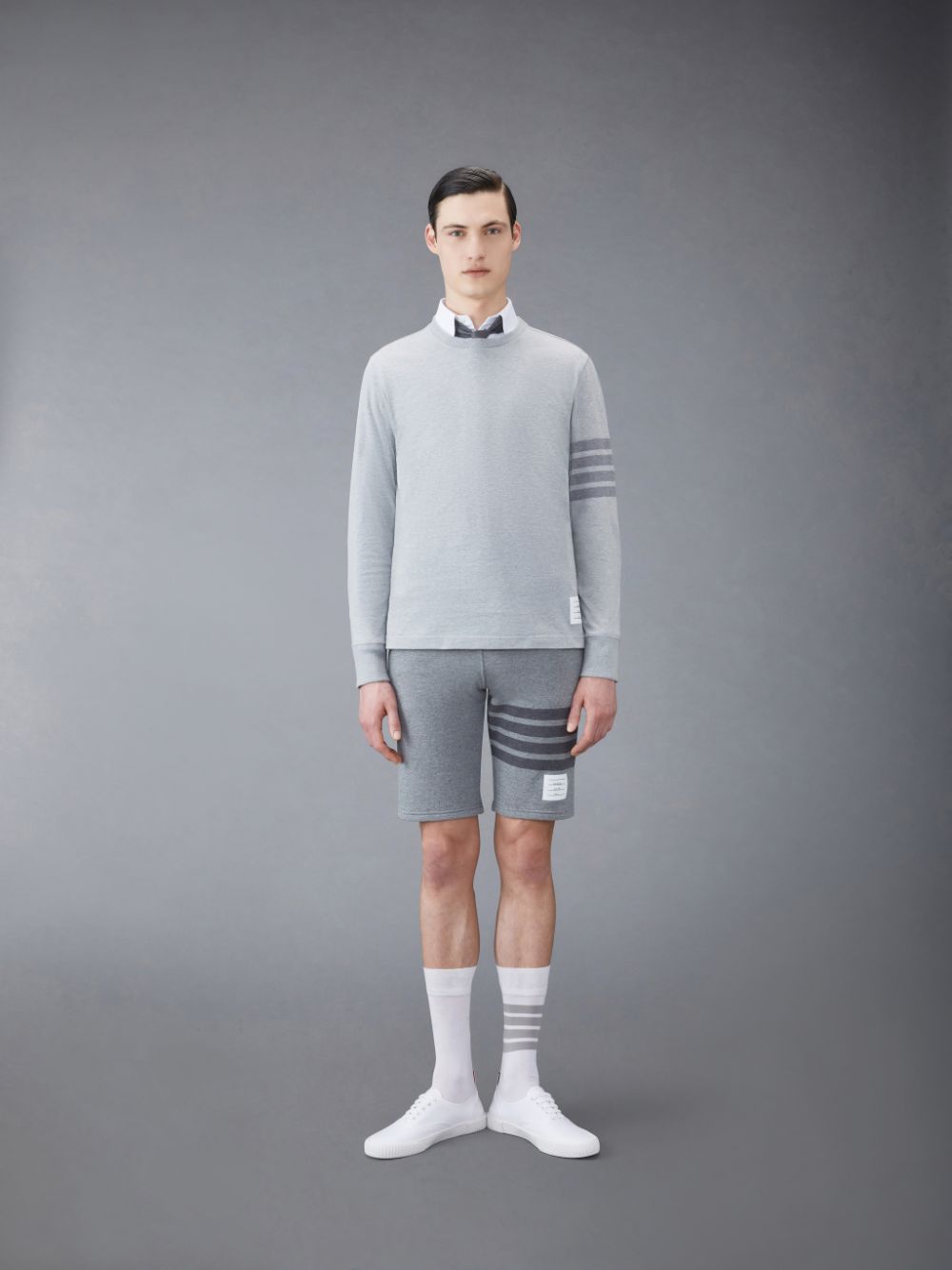 Thom Browne Jersey 4-Bar Long Sleeve Rugby Uomo Magliette Grigie | NQP68K79166