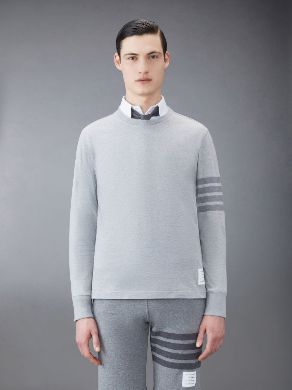 Thom Browne Jersey 4-Bar Long Sleeve Rugby Uomo Magliette Grigie | NQP68K79166