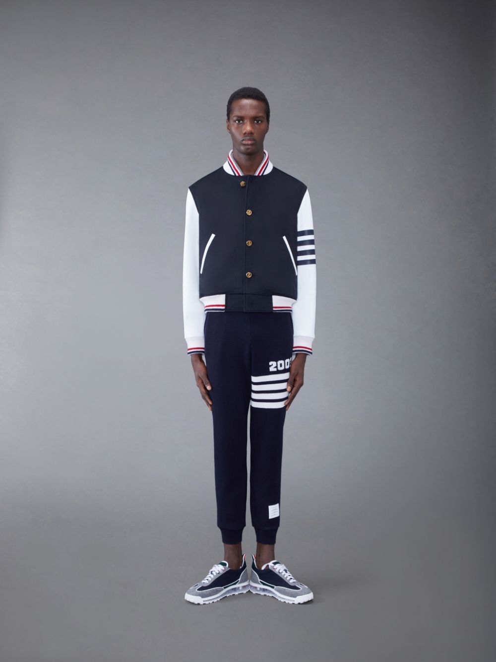 Thom Browne KNIT RIB 2003 4-BAR BLOUSON Uomo Giacche Blu | YWT80D80406