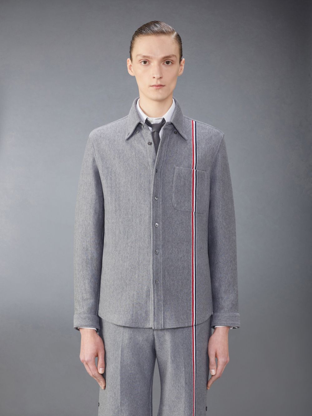 Thom Browne Knit Cotton Jacket Uomo Camicie Grigie | SDS27Z42961