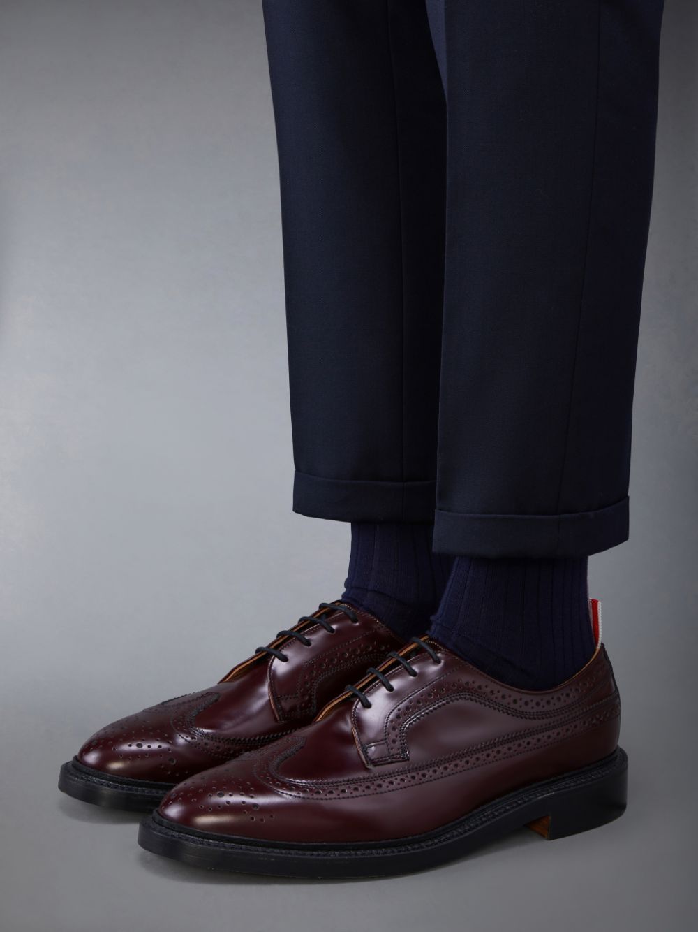 Thom Browne LONGWING W/ LEATHER SOLE IN SPAZZOLATO LEATHER Uomo Scarpe Brogue Marroni | PSC17E36149