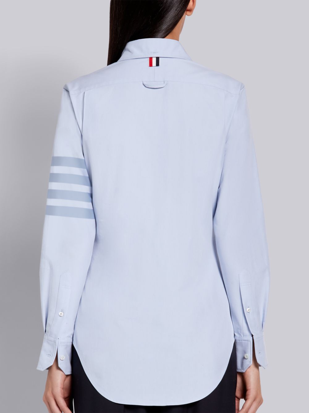 Thom Browne Light Blue Supima Cotton Oxford Satin Weave 4-Bar Long Sleeve Round Collar Donna Camicie Blu | WIB35L50186