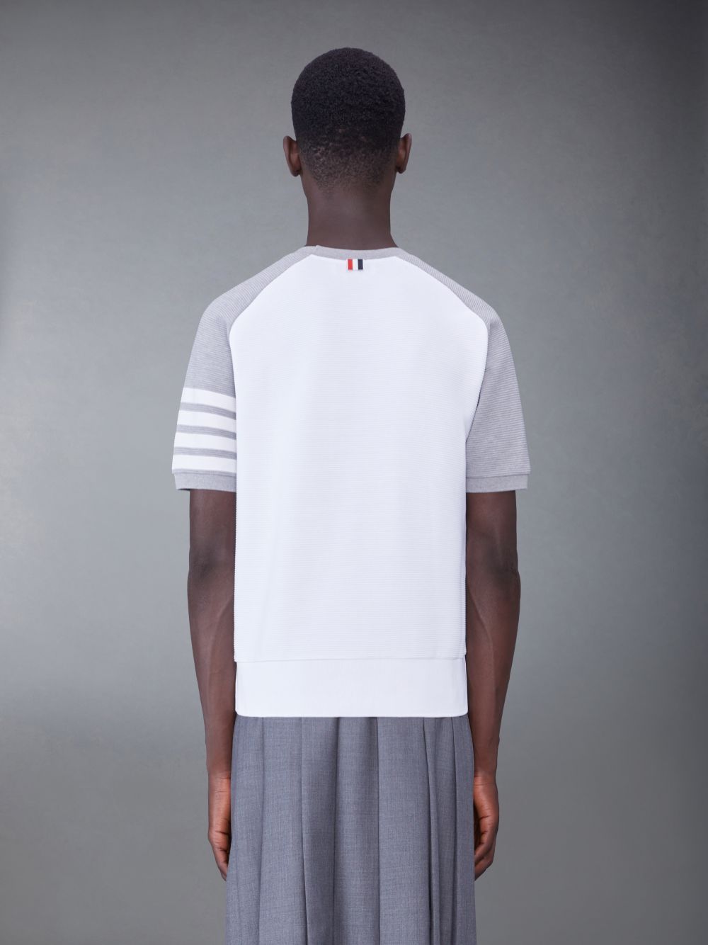 Thom Browne Light Cotton Ottoman Rib 4-Bar Saddle Short Sleeve Sweatshirt Uomo Magliette Bianche | BHD73N38305