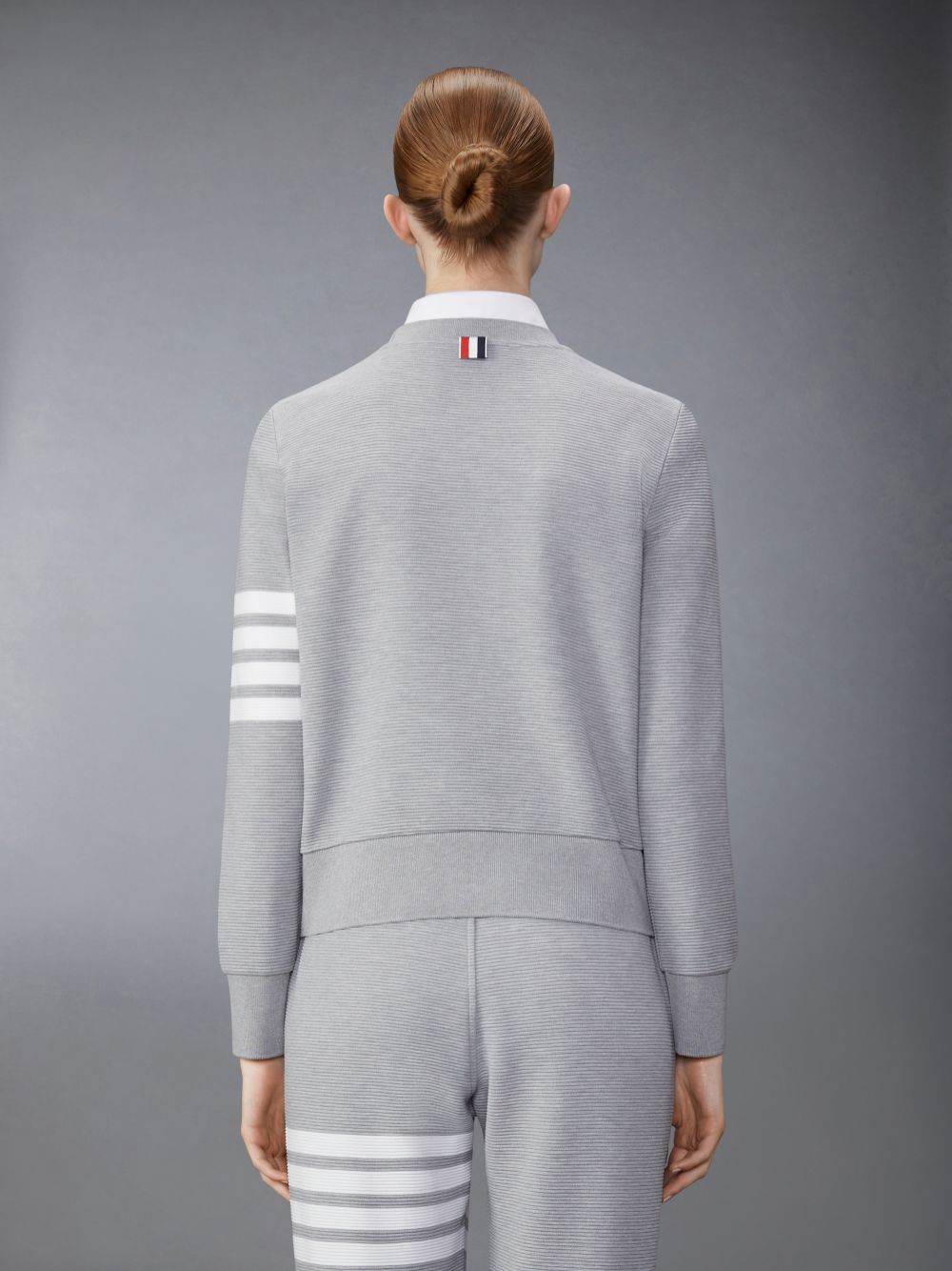 Thom Browne Light Ottoman Rib 4-Bar Crew Neck Donna Felpe Grigie | PMQ21H30741