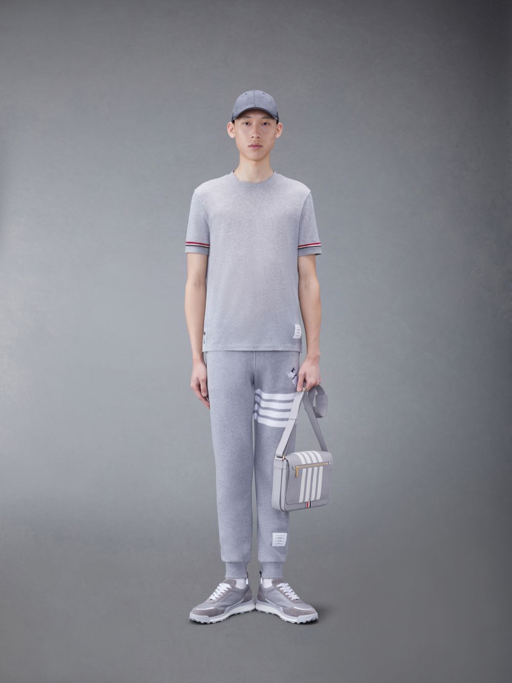 Thom Browne Lightweight Cotton Short Sleeve Striped Uomo Magliette Grigie | JDK46N03957