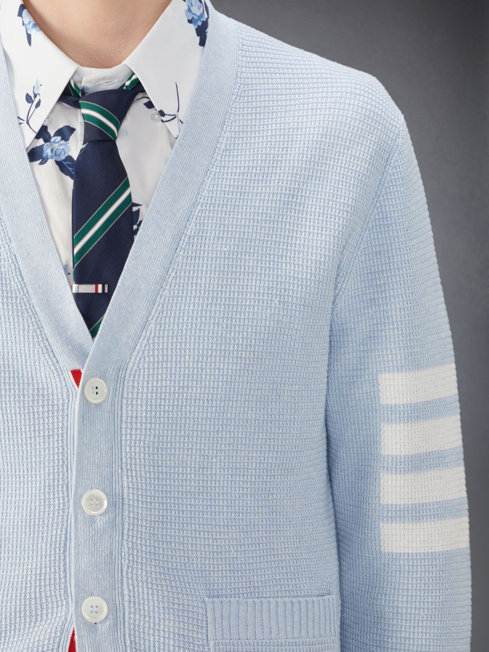 Thom Browne Linen Cotton 4-Bar Relaxed Fit Uomo Cardigan Blu | UYO61L80571