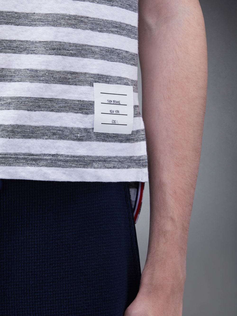 Thom Browne Linen Jersey Short Sleeve Striped Uomo Polo Grigie | QYV32I42073