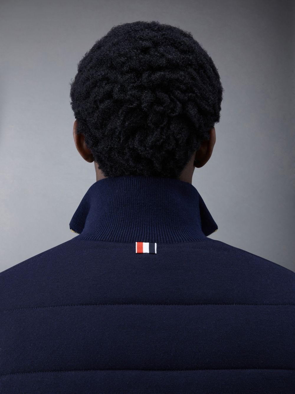 Thom Browne MERINO AND JERSEY PADDED REVERSIBLE 4-BAR FUNNEL NECK Uomo Giacche Blu | LBL79D02767