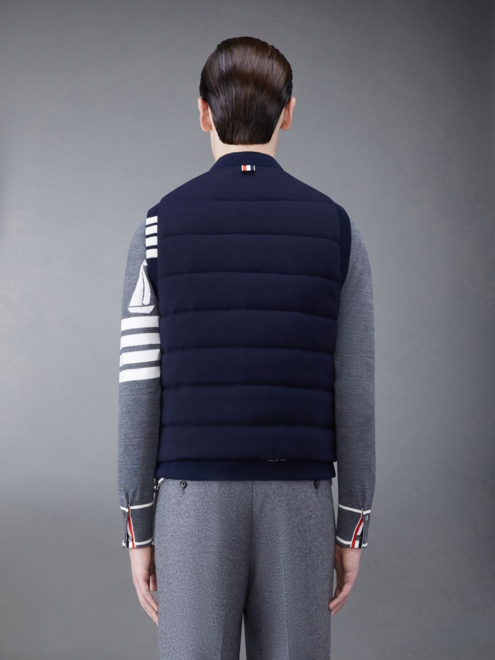 Thom Browne MERINO AND JERSEY PADDED REVERSIBLE 4-BAR Uomo Gilet Blu | LUI17D06932