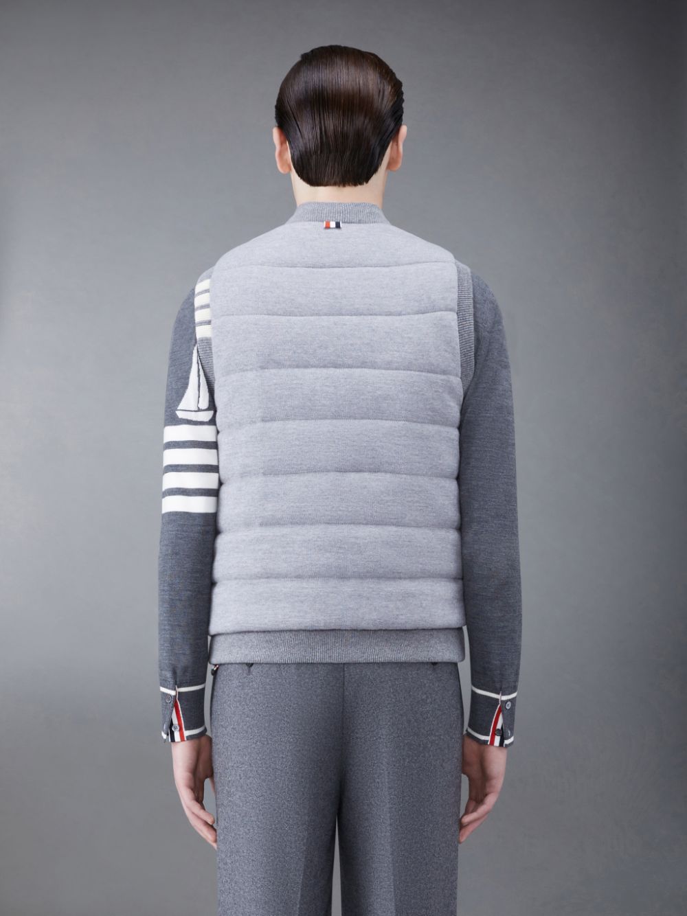 Thom Browne MERINO AND JERSEY PADDED REVERSIBLE 4-BAR Uomo Gilet Grigie | GSH79N64929