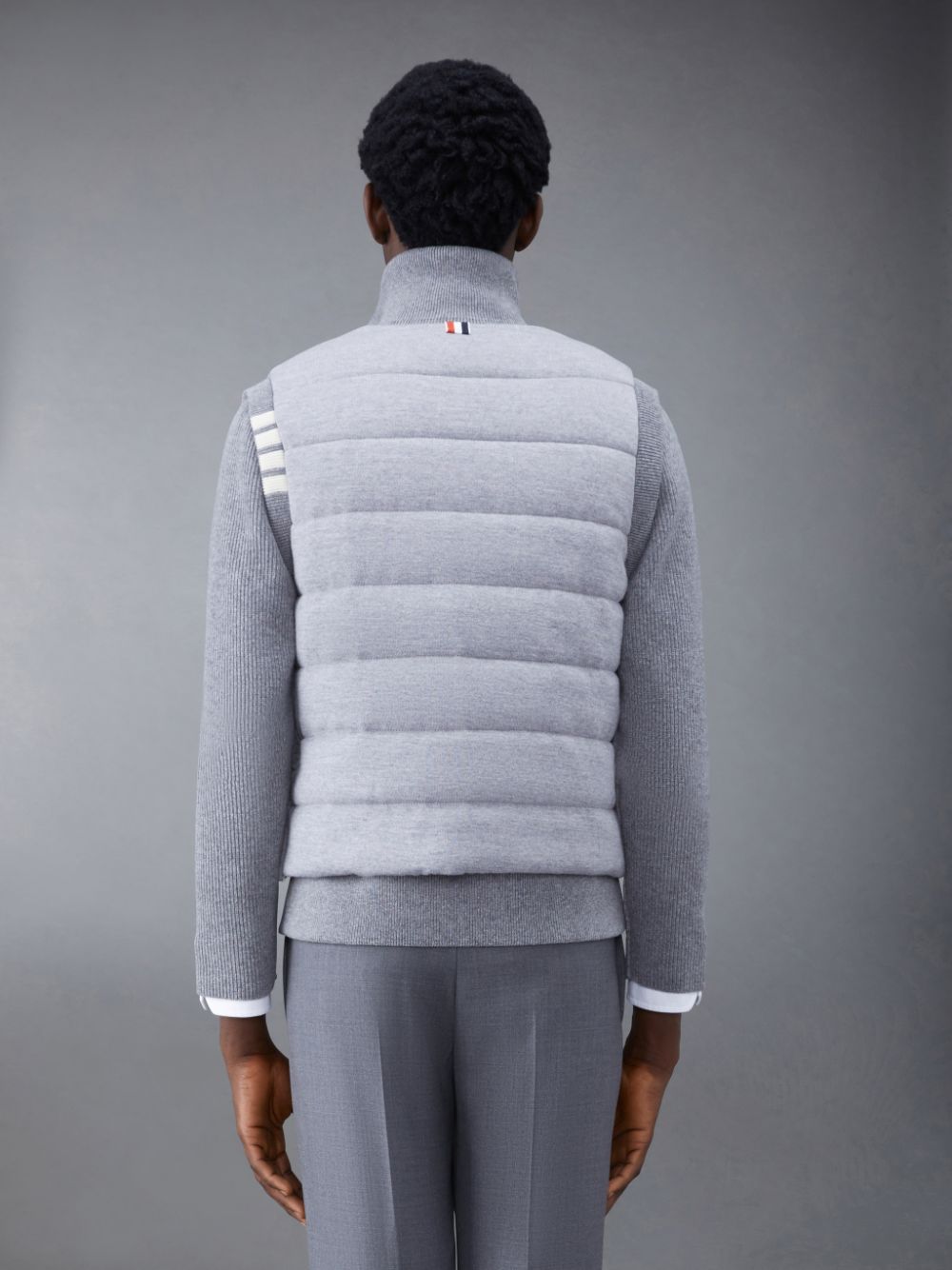 Thom Browne MERINO AND JERSEY PADDED REVERSIBLE 4-BAR FUNNEL NECK Uomo Giacche Grigie | MPD24G44320