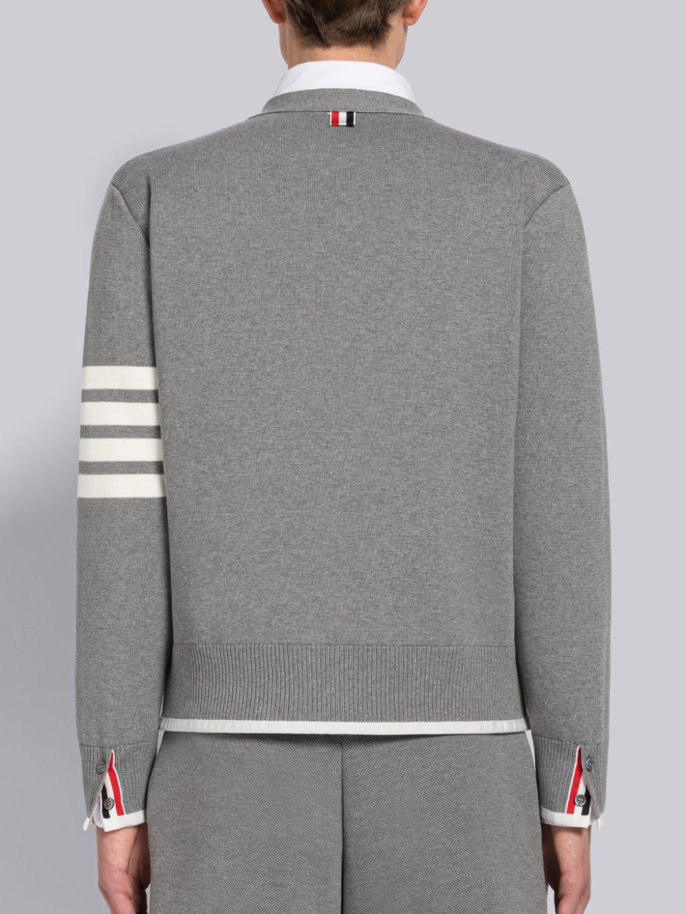 Thom Browne MILANO STITCH COTTON 4-BAR BOXY V-NECK Uomo Cardigan Grigie | AUR61Q31187