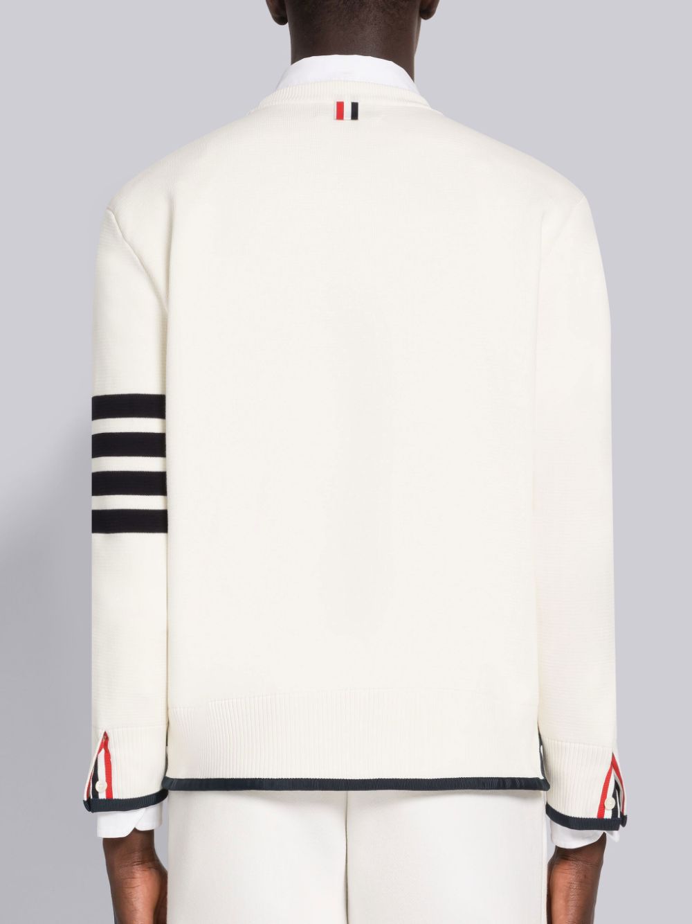 Thom Browne MILANO STITCH COTTON TIPPING 4-BAR BOXY CREW NECK Uomo Pullover Bianche | TRA03J05835