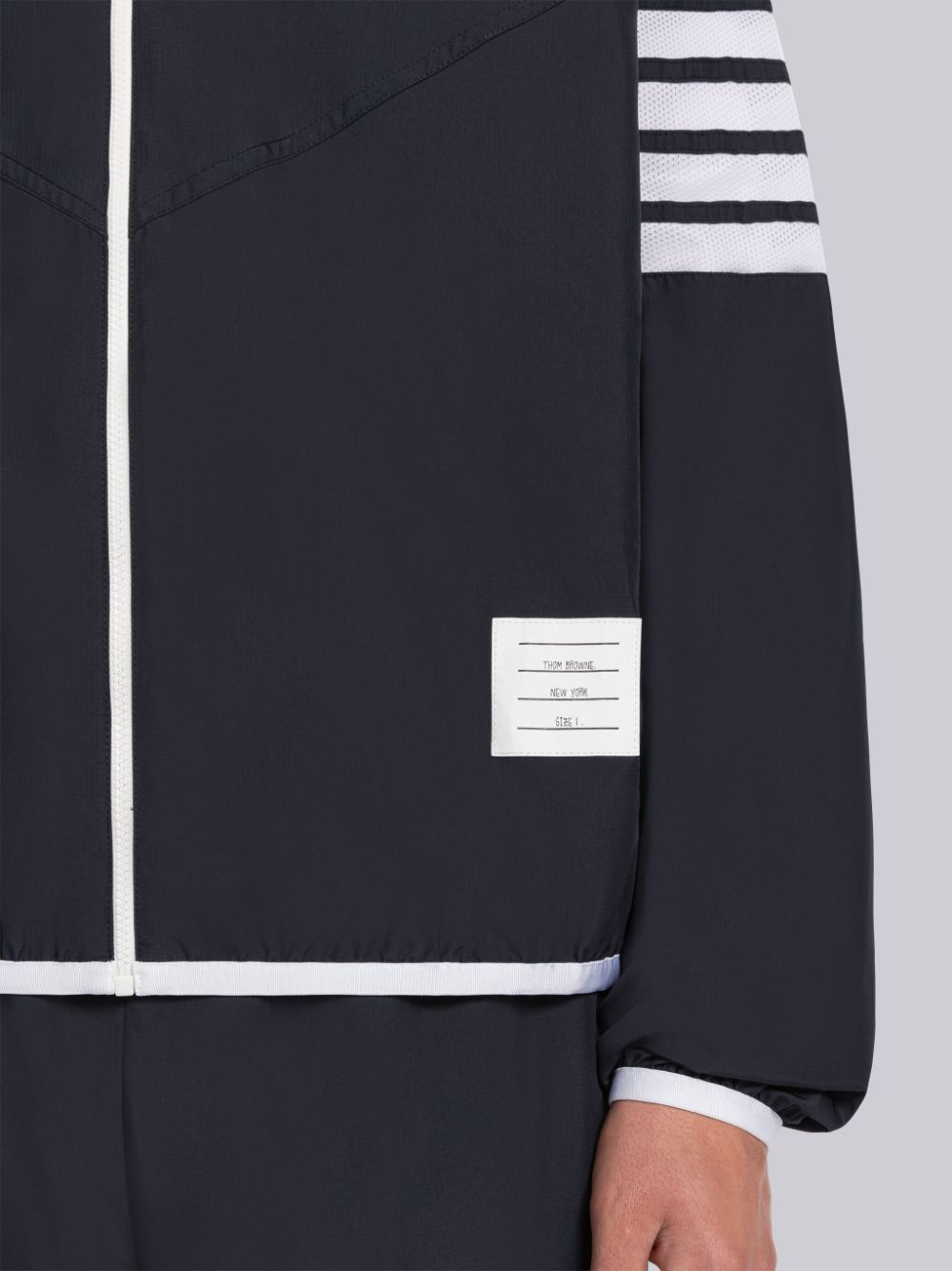 Thom Browne MILITARY RIPSTOP MESH 4-BAR PACKABLE ZIP Uomo Felpa con Cappuccio Blu | FES56D73812