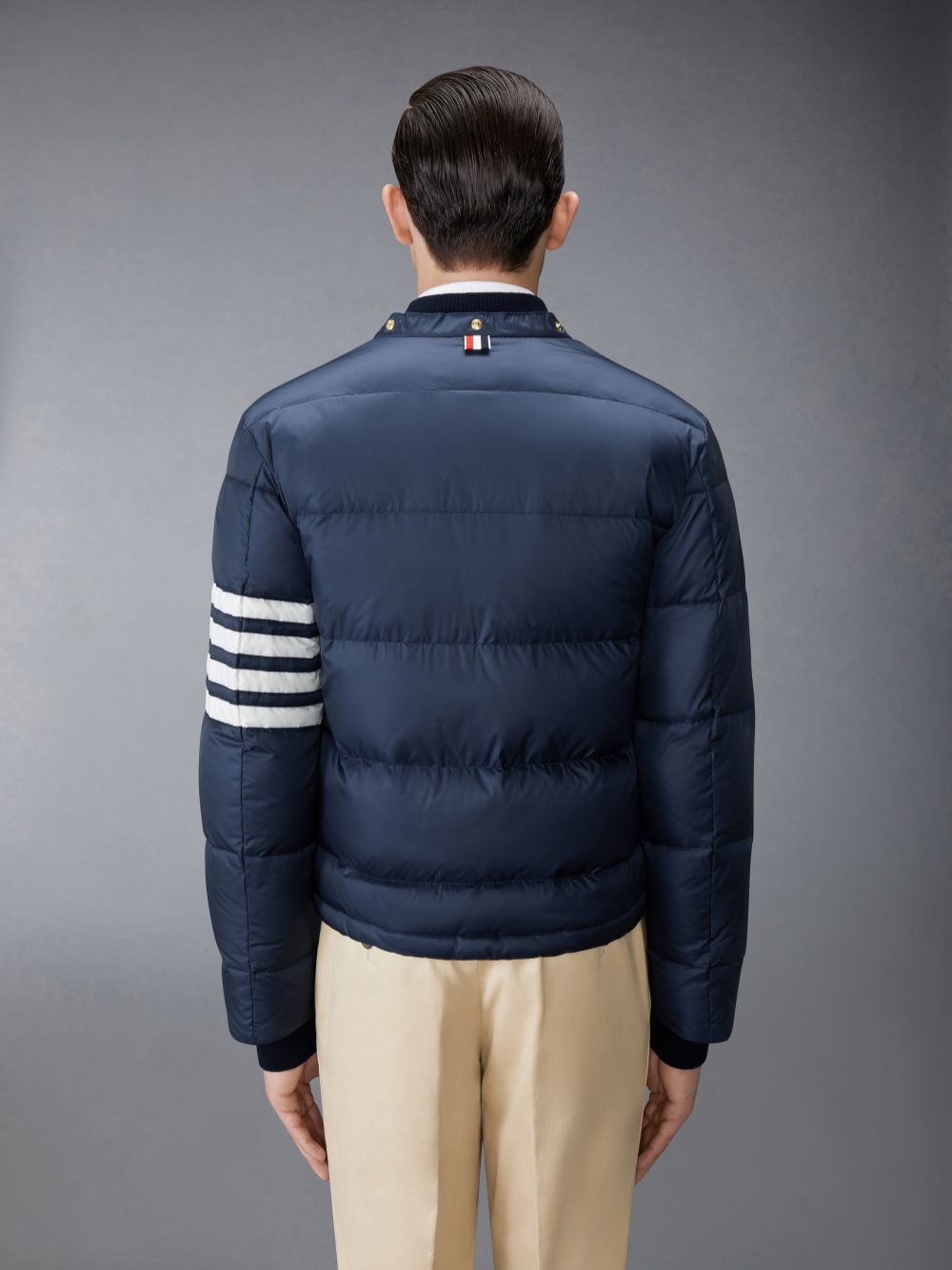 Thom Browne Matte Nylon 4-Bar Down Bomber Uomo Giacche Blu Marino | UQW38M34905