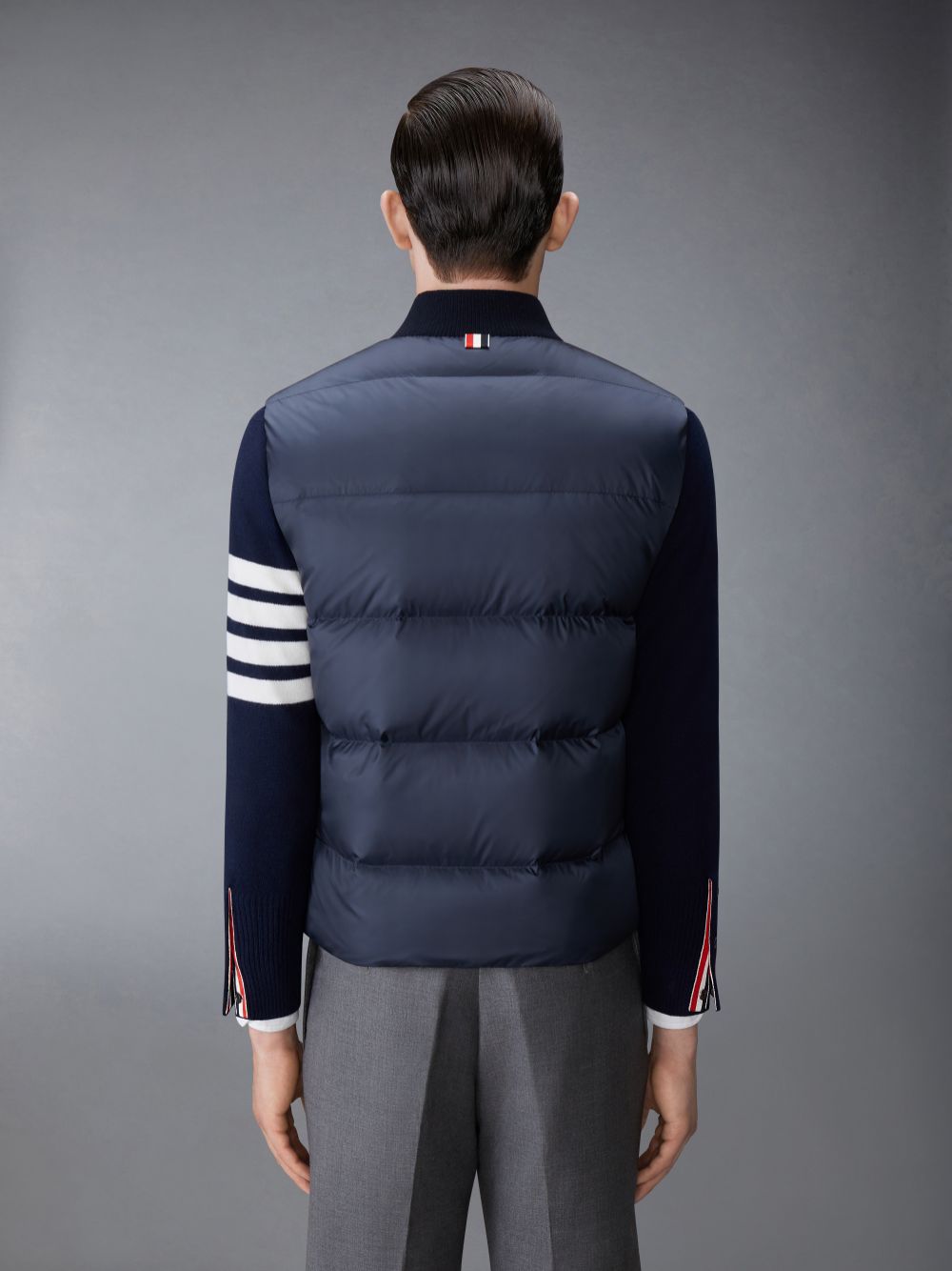 Thom Browne Matte Nylon 4-Bar Down Uomo Gilet Blu Marino | RYF04T55447