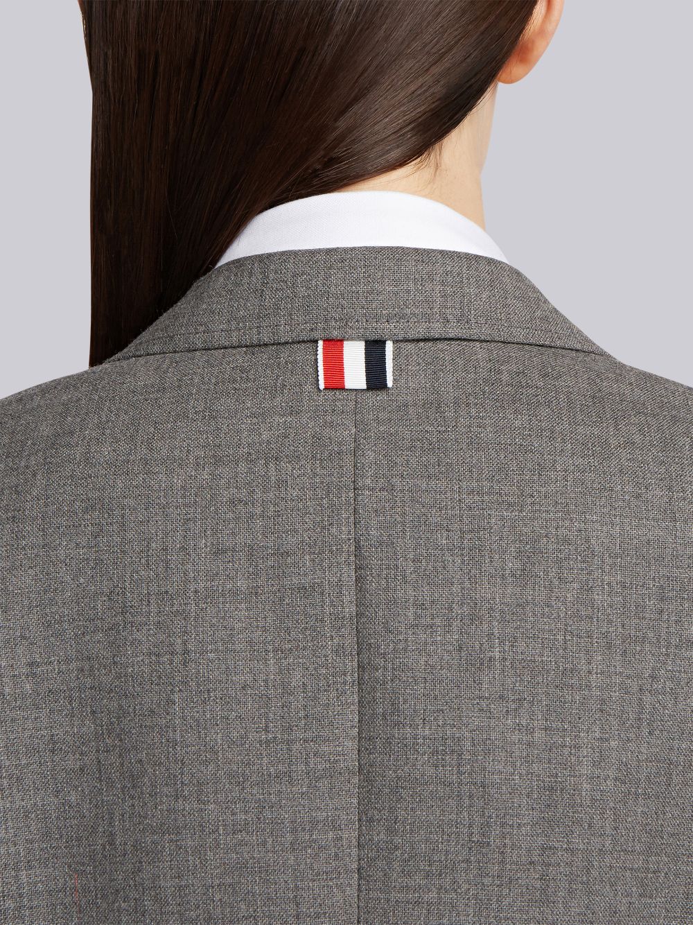 Thom Browne Medium 2-Ply Fresco Wool Wide Lapel Sport Donna Cappotti Grigie | YHR79S01899