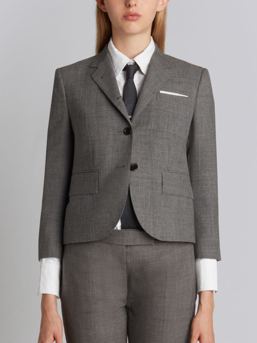 Thom Browne Medium 2-ply Wool Fresco High Armhole Single Breasted Sport Donna Cappotti Grigie | EHA43B89252