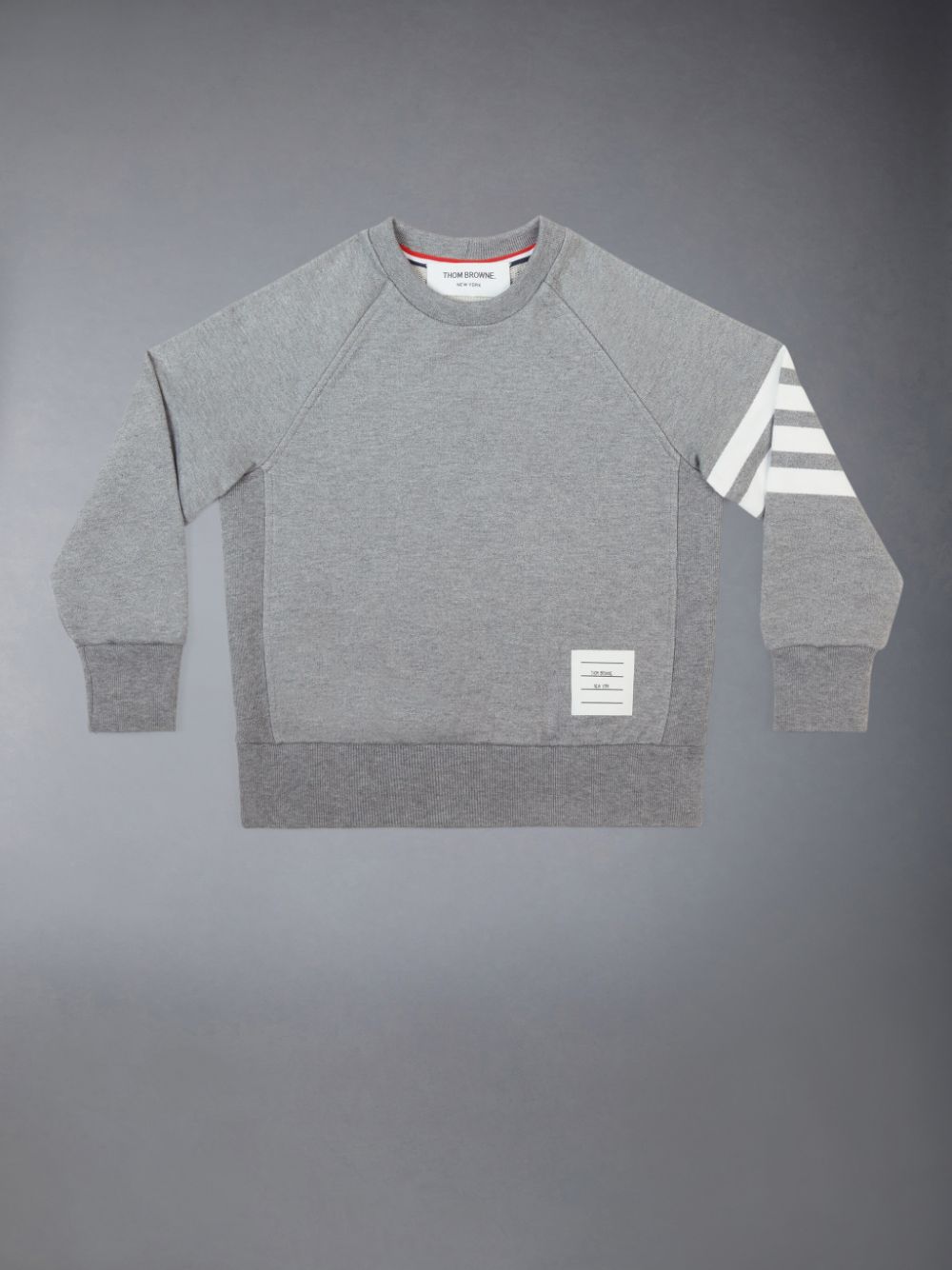 Thom Browne Medium Classic Cotton Loopback Jersey Raglan Sleeve Engineered 4-Bar Ragazzo Felpe Grigie | ZGZ79G51819