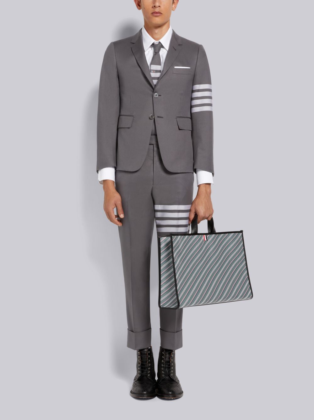 Thom Browne Medium Cotton Suiting Engineered 4-Bar Classic Uomo Pantaloni Grigie | YGQ80F32811