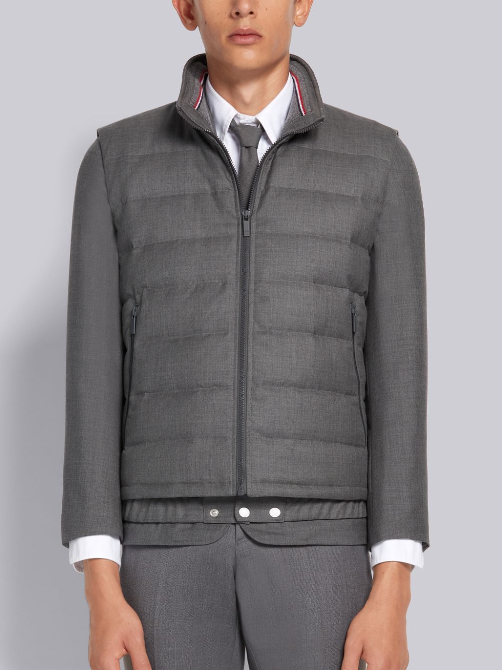 Thom Browne Medium Down Filled Super 120s Twill Ski Uomo Gilet Grigie | ZJJ80U06842