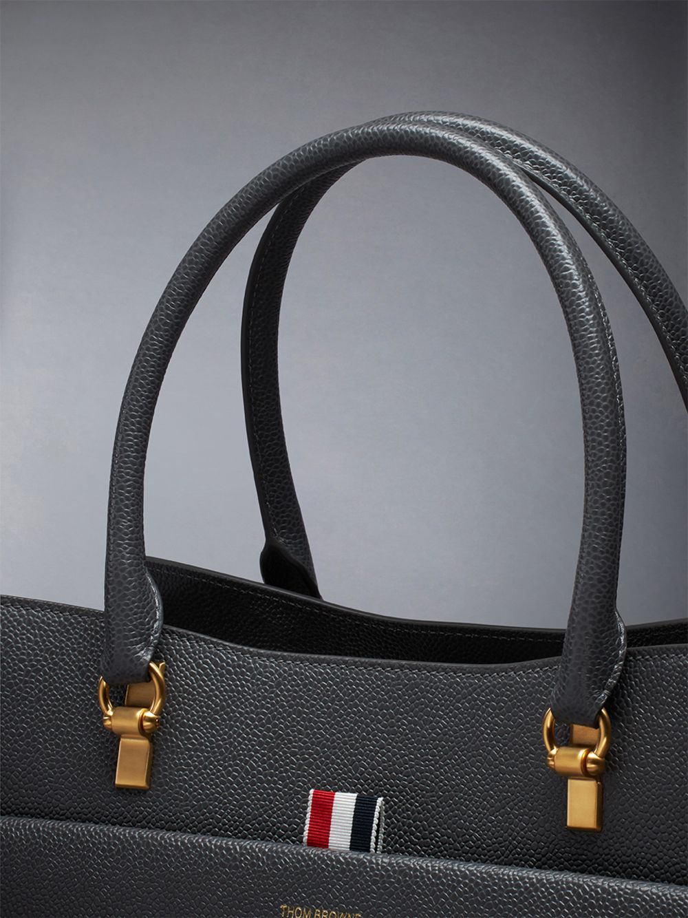 Thom Browne Medium Duet in Pebble Grain Leather Uomo Borse Tote Grigie | PXV73D12146