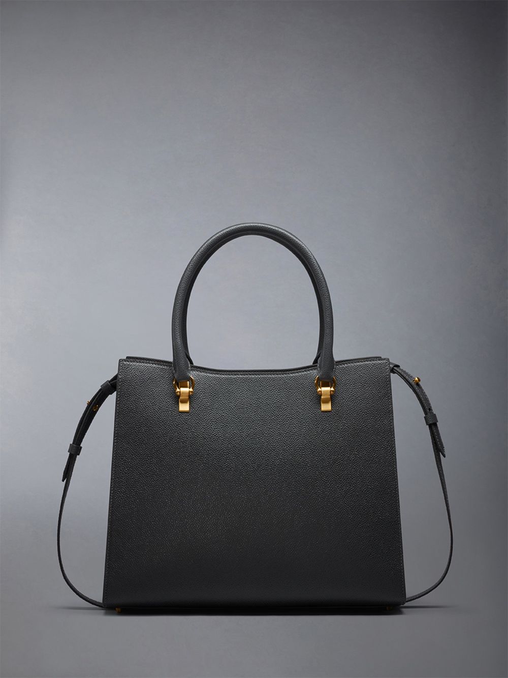 Thom Browne Medium Duet in Pebble Grain Leather Donna Borse Tote Grigie | QAM39H11092