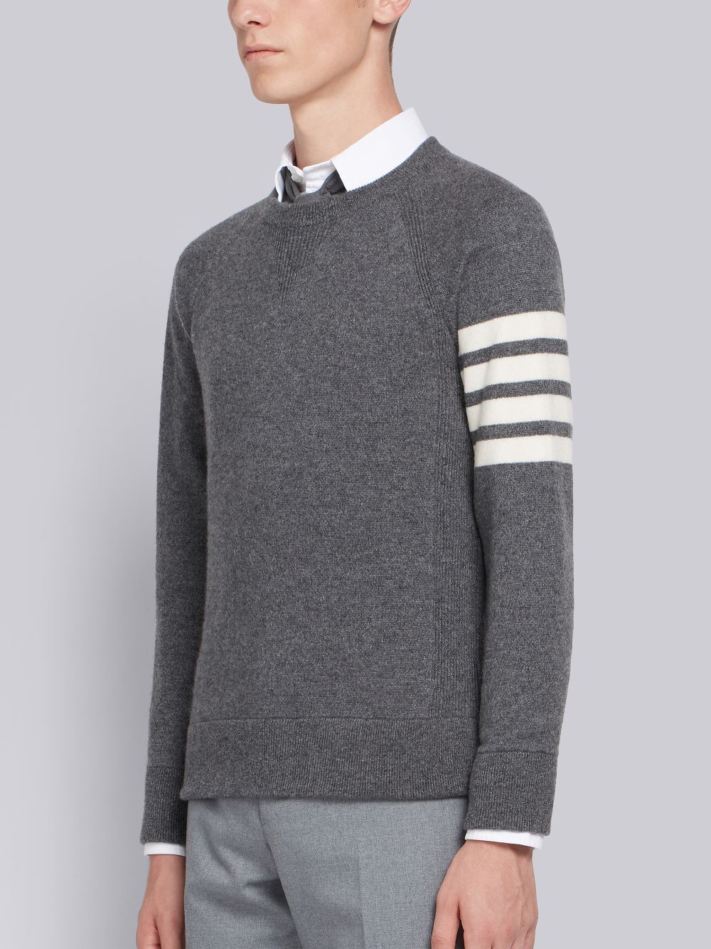 Thom Browne Medium French Terry Cashmere 4-Bar Crewneck Uomo Pullover Grigie | HYG86O64635