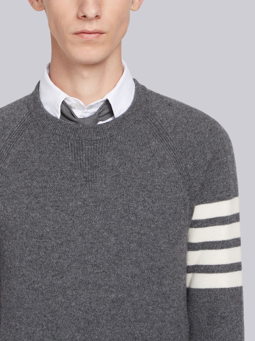 Thom Browne Medium French Terry Cashmere 4-Bar Crewneck Uomo Pullover Grigie | HYG86O64635