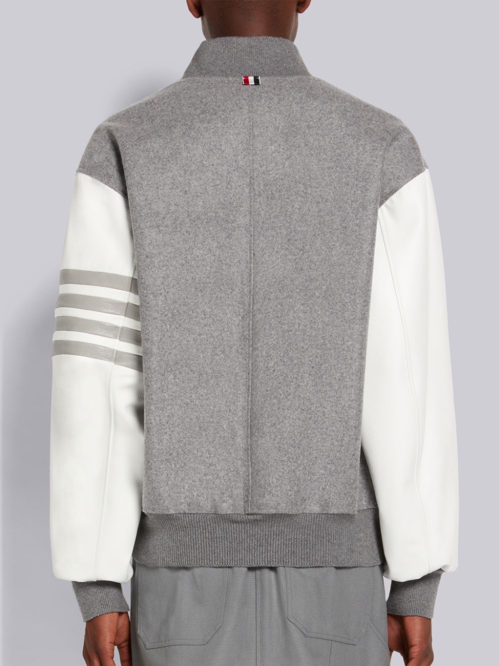 Thom Browne Medium Melton Wool 4-Bar Oversized Blouson Uomo Giacche Grigie | PND82X05153