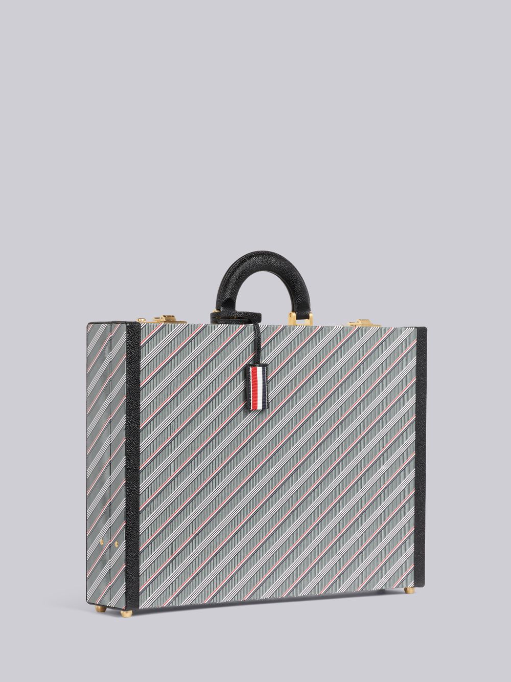 Thom Browne Medium Monogram Coated Canvas Leather Frame Attache Case Uomo Borse Tote Grigie | NBI70G54791