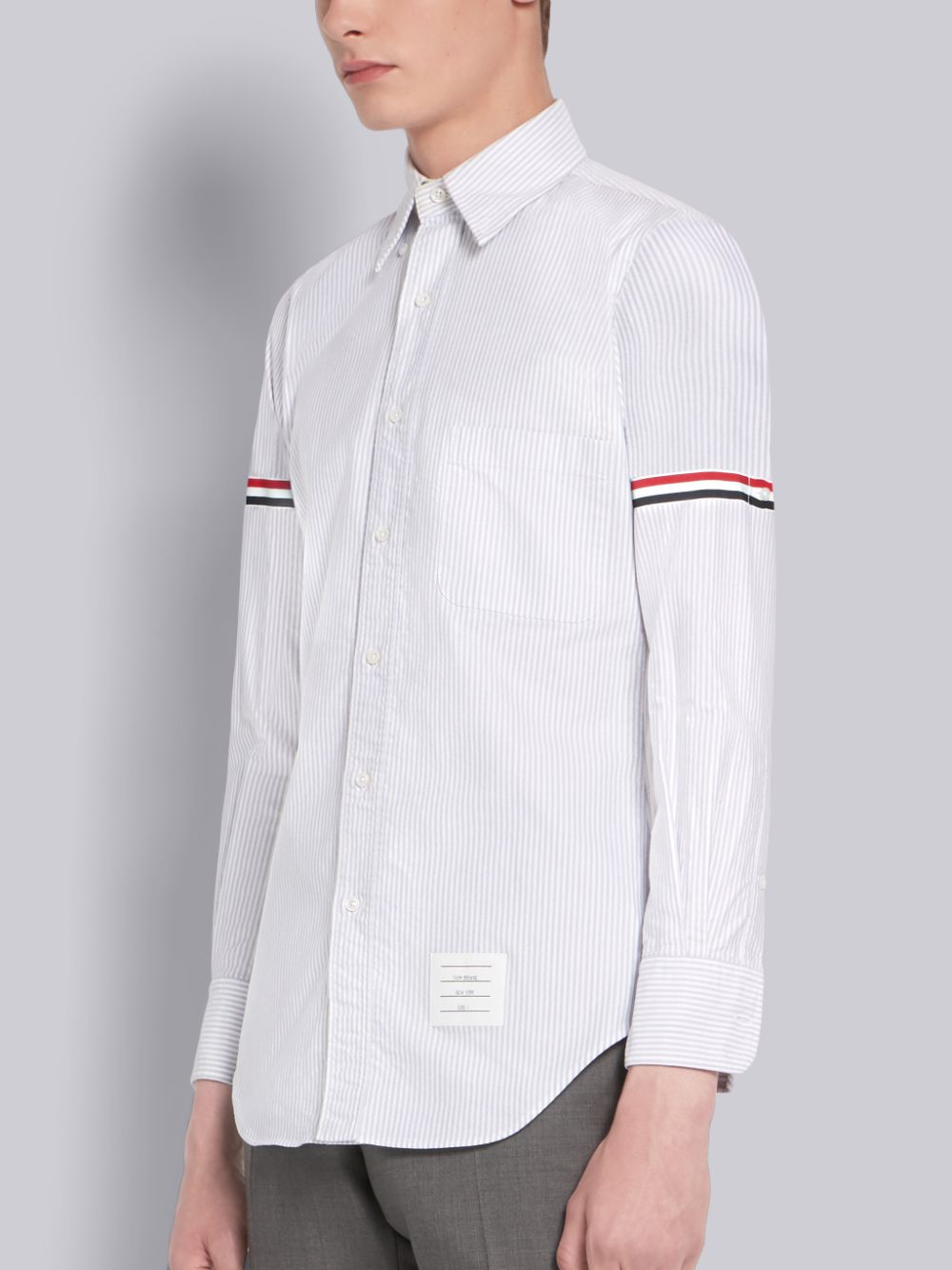 Thom Browne Medium Oxford Cotton University Stripe Grosgrain Armband Uomo Camicie Bianche | PWT46J42334