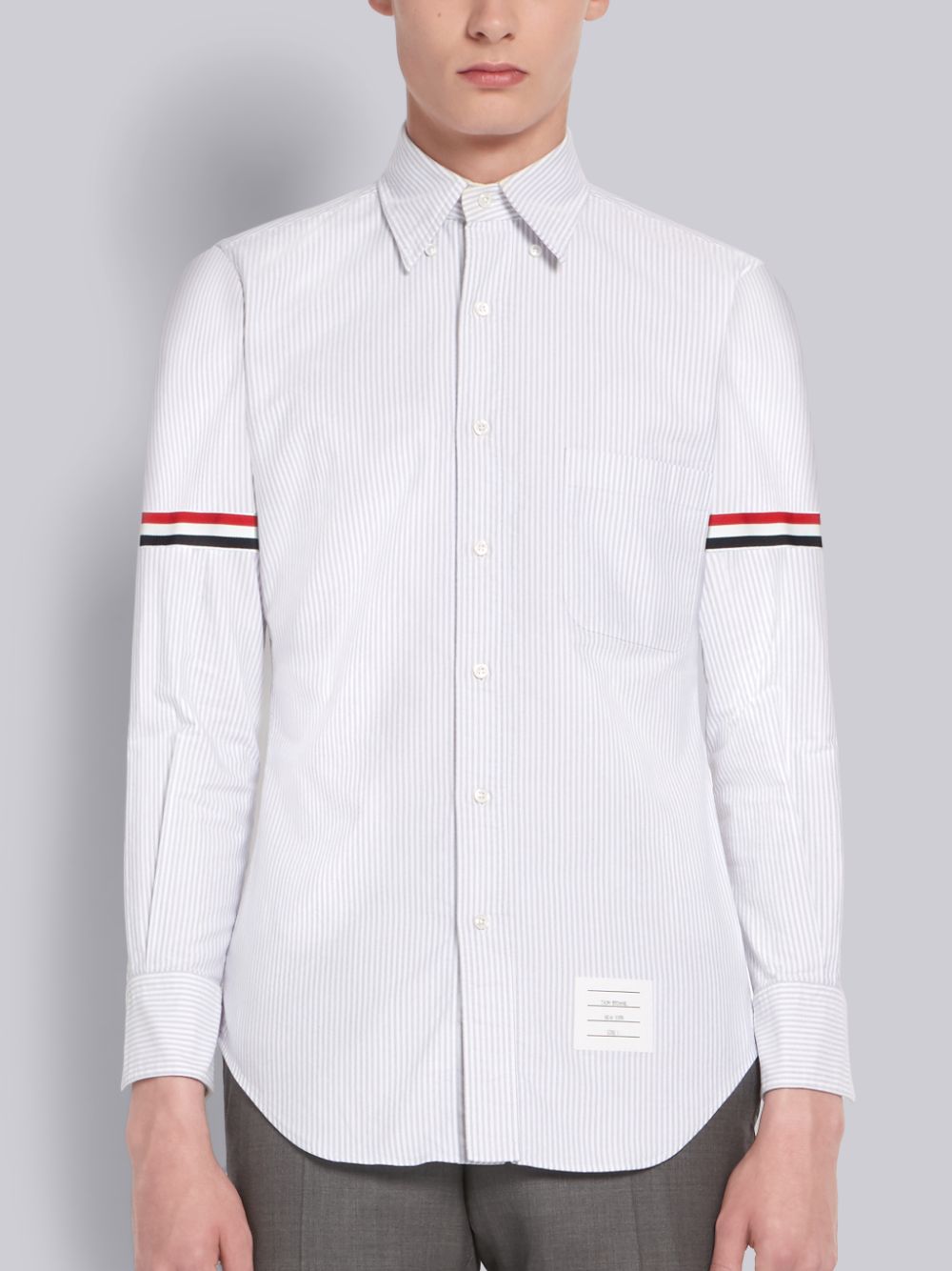 Thom Browne Medium Oxford Cotton University Stripe Grosgrain Armband Uomo Camicie Bianche | PWT46J42334