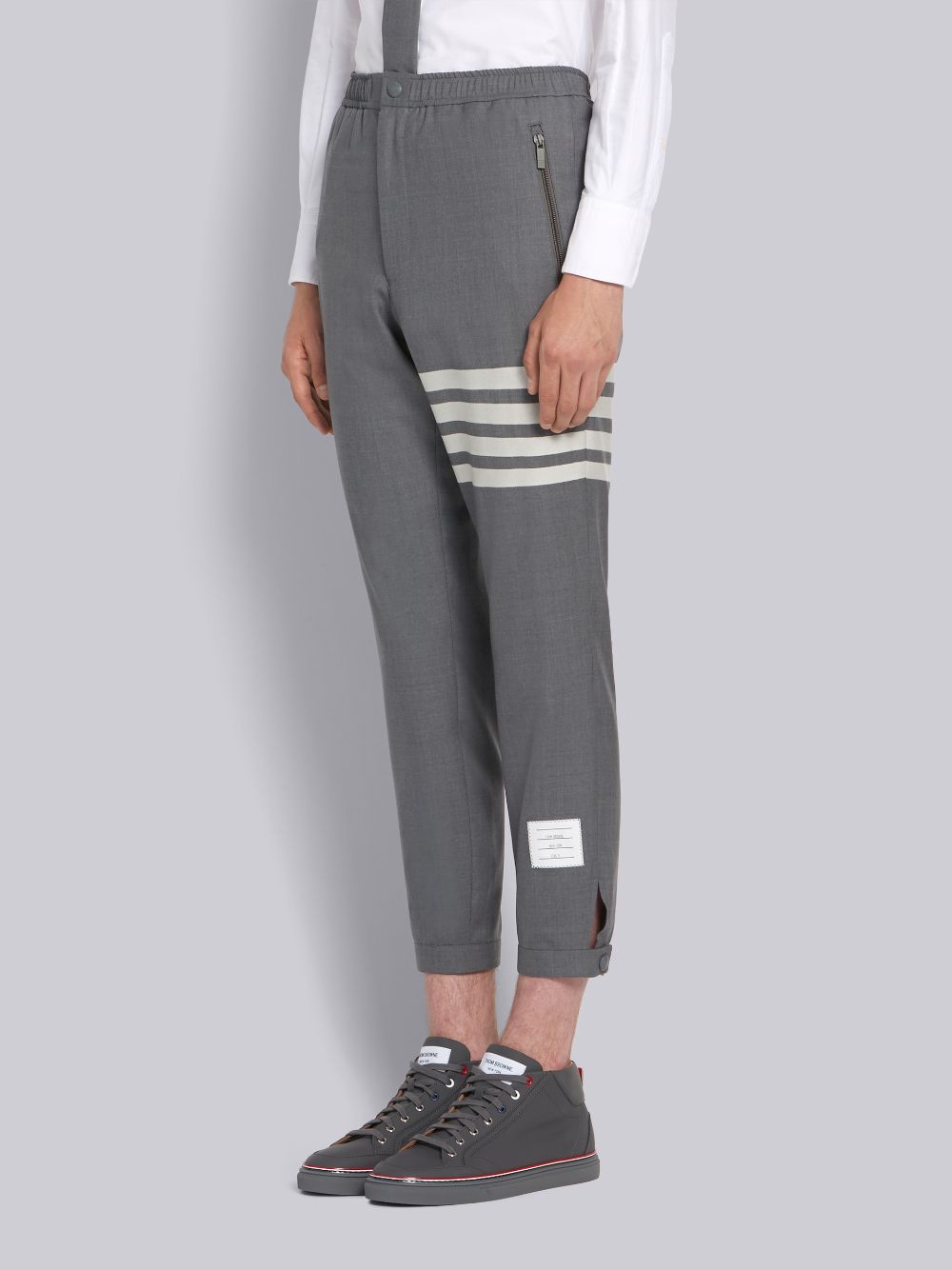 Thom Browne Medium Plain Weave Suiting Snap Front Track Uomo Pantaloni Grigie | NXY40Q78876