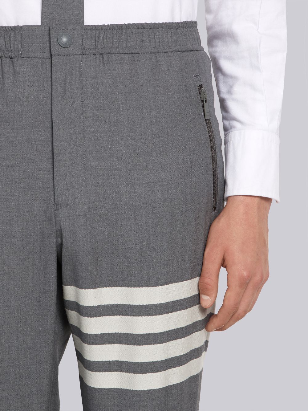 Thom Browne Medium Plain Weave Suiting Snap Front Track Uomo Pantaloni Grigie | NXY40Q78876