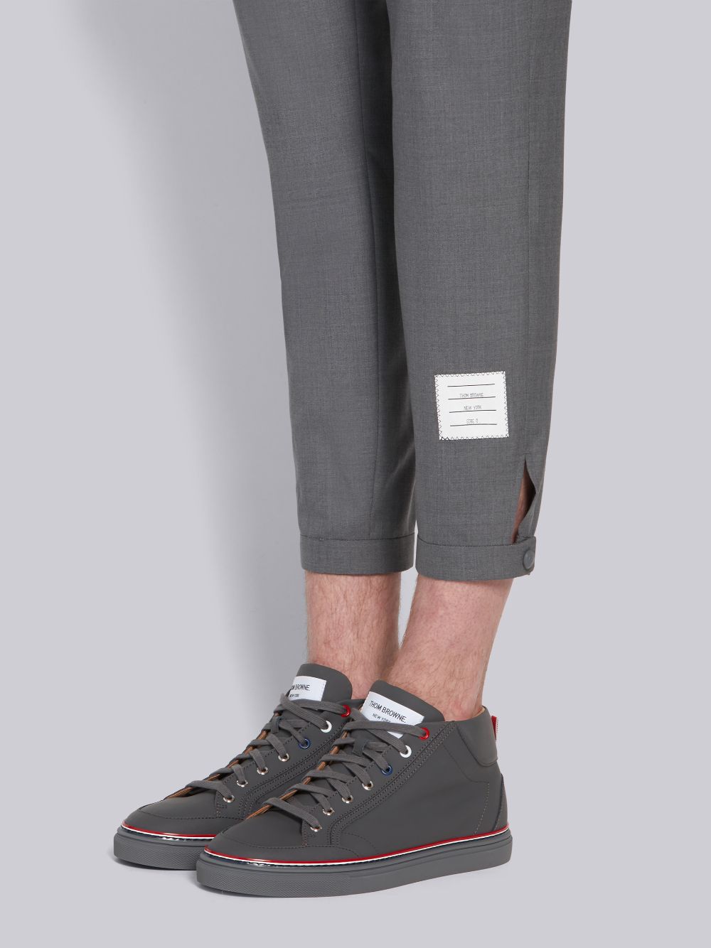 Thom Browne Medium Plain Weave Suiting Snap Front Track Uomo Pantaloni Grigie | NXY40Q78876