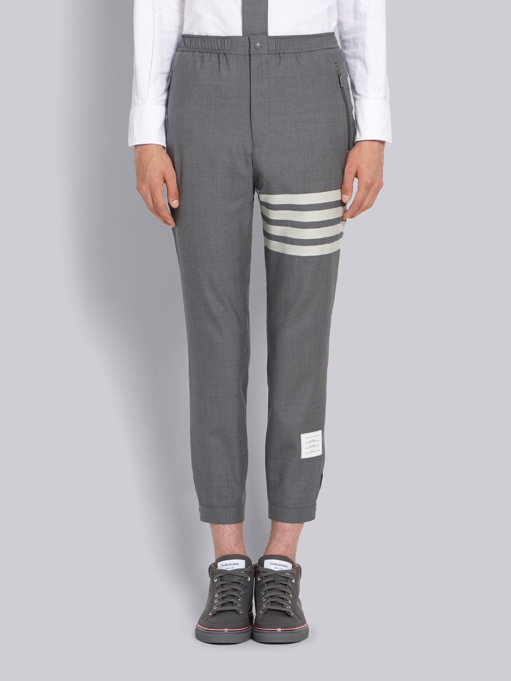 Thom Browne Medium Plain Weave Suiting Snap Front Track Uomo Pantaloni Grigie | NXY40Q78876