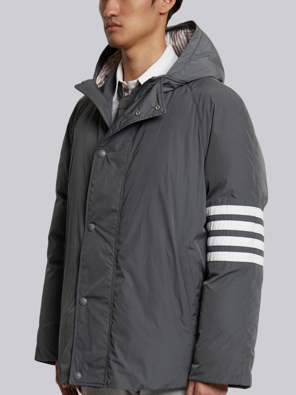 Thom Browne Medium Poly Twill 4-bar Sideline Football Uomo Parka Grigie | LYT52U44390