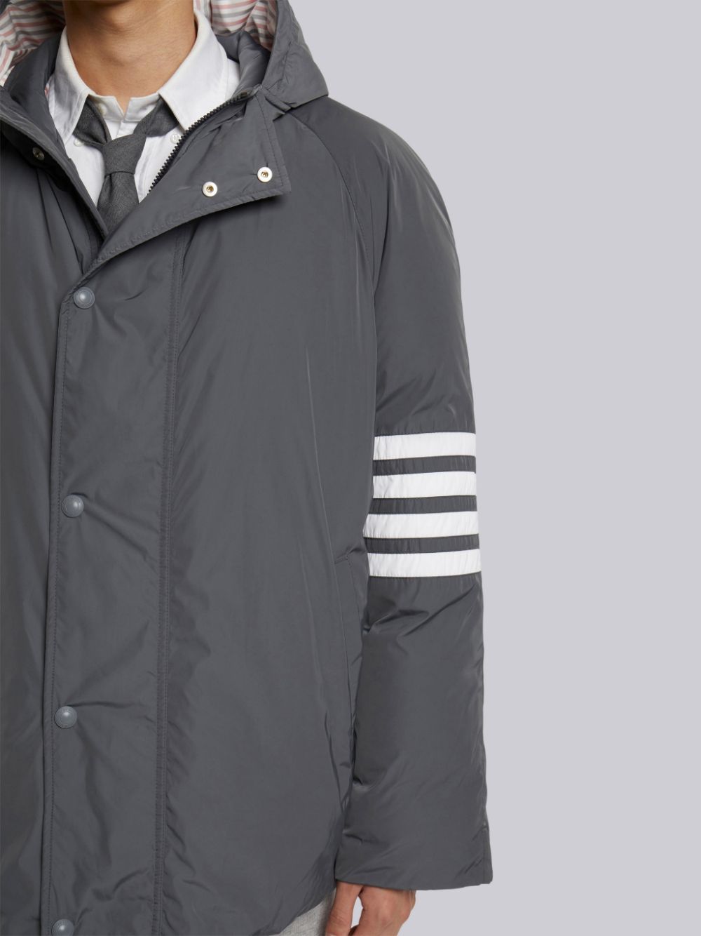 Thom Browne Medium Poly Twill 4-bar Sideline Football Uomo Parka Grigie | LYT52U44390