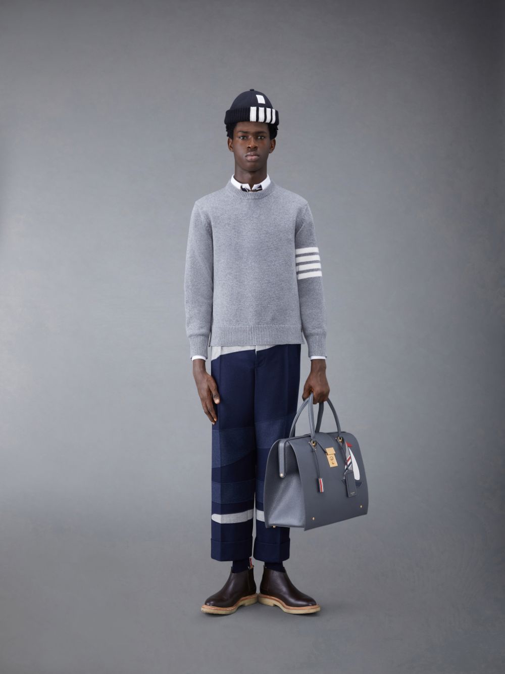 Thom Browne Merino Jersey 4-Bar Crew Neck Uomo Pullover Grigie | QCU21X72355